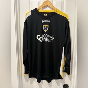 Cardiff City FC Joma Black and Yellow Soccer Jersey Long Sleeve XL